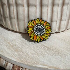 Sunflower Enamel Pin - Yellow & Orange Floral Accessory